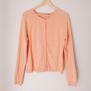 Vintage 100% Cotton Pastel Orange Cardigan Sweater